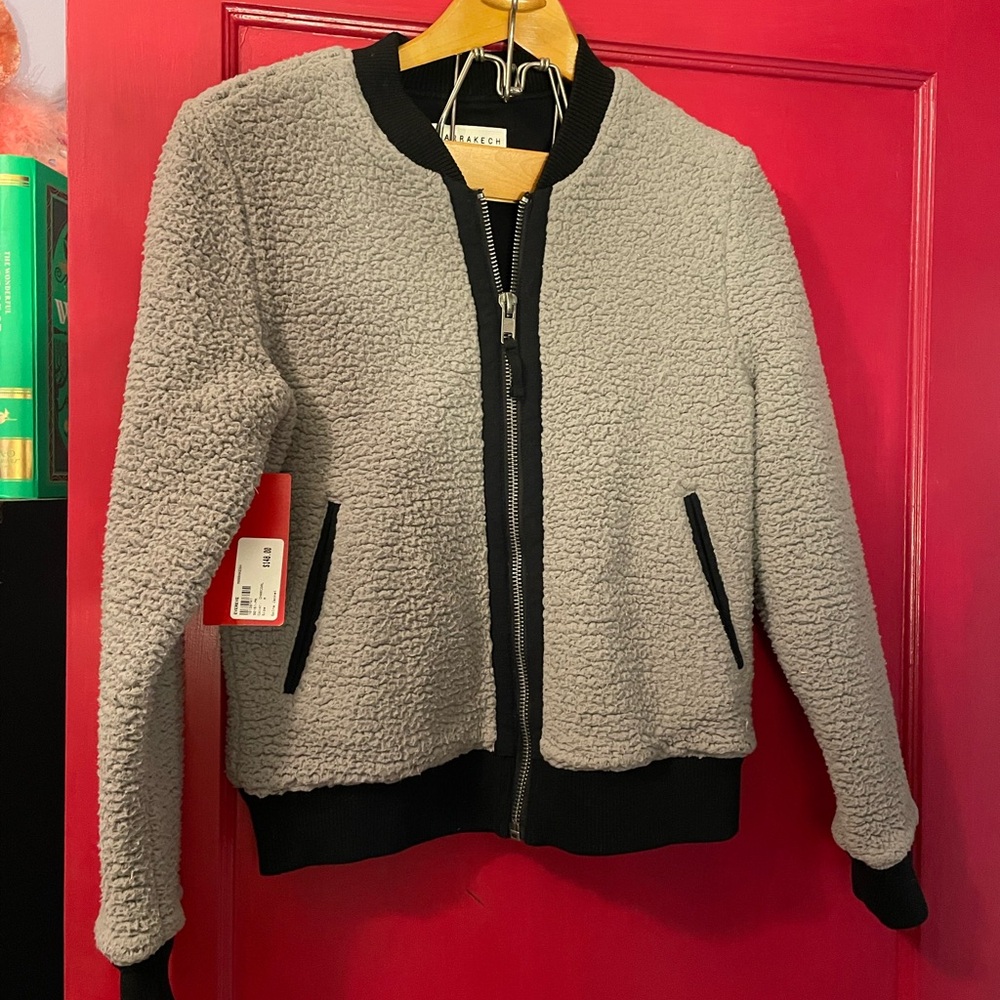 NWT Marrakech charcoal Sherpa Bomber Solna Jacket